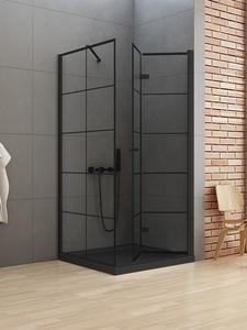 KABINA NEW SOLEO BLACK KWADRATOWA L 90x90x195 KRATKA - CZYSTE 6mm ACTIVE SHIELD