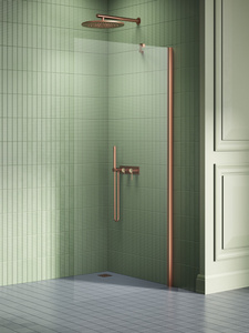 Kabina prysznicowa NEW SOLEO COPPER BRUSHED walk-in U 80x195 szkło czyste 6mm Active Shield 2.0