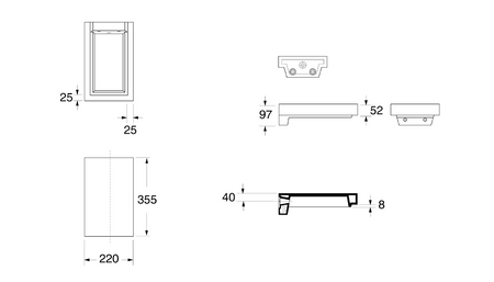 INKA blat ceramiczny 22x35,5cm, czarny połysk
