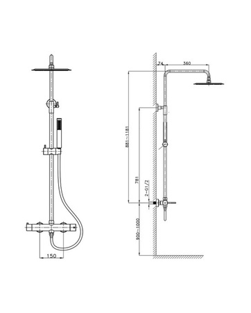 Natynkowy zestaw prysznicowy z deszczownicą Orion Brushed Copper