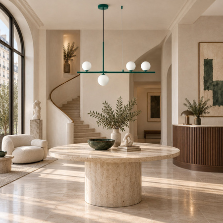 Lampa wisząca MODERNO 80 cm -szmaragdowa z białymi kloszami
