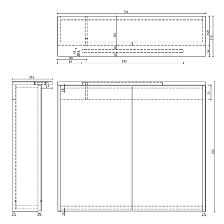 KAWA STRIP szafka z lustrem, oświetlenie LED 70x70x22cm, biały