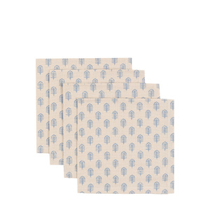 Fleur Floral Stamp Napkins Blue 4pk 450x450mm