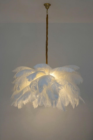 MOOSEE lampa wisząca TIFFANY 135 biała    mosiądz / naturalne pióra