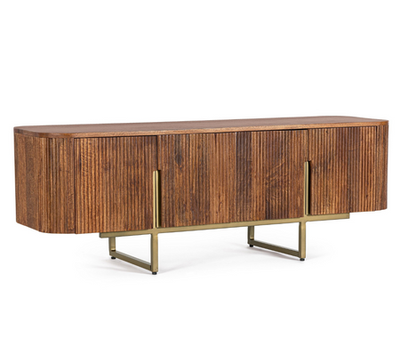 Szafka RTV Bizzotto VILAS 140 cm — 4 drzwi, drewno mango