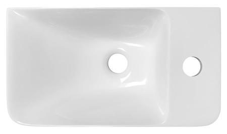 ZORBA umywalka kompozytowa 40x22cm, bateria po prawej stronie, biały