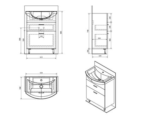 ZOJA szafka umywalkowa 61,5x74x32 cm, biała