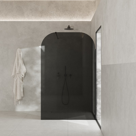 Ścianka prysznicowa TAHO Wall - czarny / 120 cm / miedź szczotkowana