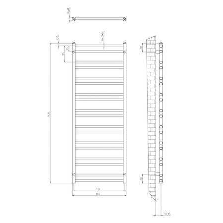 METRO DOS grzejnik łazienkowy 550x1430 mm, chrom