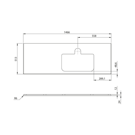 BRAHEA Rockstone blat z otworem 146,6x51,5cm, prawa, biały mat