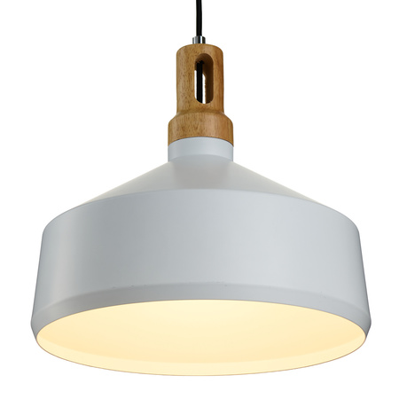 Lampa wisząca NORDIC WOODY biało drewniana 35 cm