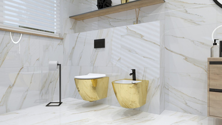 Miska wisząca WC z Deską Sofi Slim Gold/White