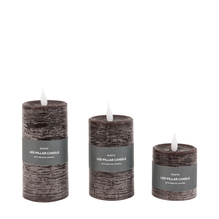 LED 1 Wick Candle Mocha 3pk 70x70x150mm