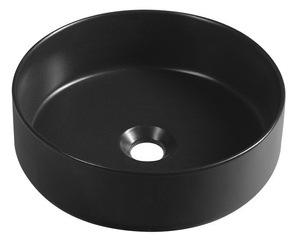 INFINITY ROUND umywalka ceramiczna nablatowa, Ø36cm, czarny mat
