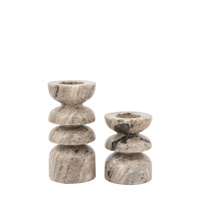 Azuaga Marble Candlestick Sandstone S/2 100/150mm