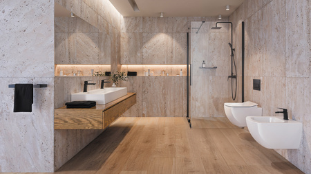 Umywalka granitowa nablatowa - z maskownicą