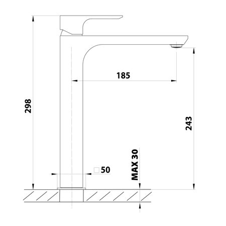 SPY Bateria umywalkowa wysoka z przedłużoną wylewką, złoto