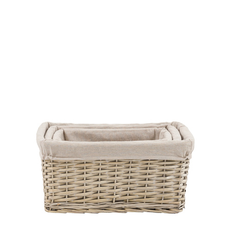 Sylva Sq Lined Basket Grey S/3 430x310x210mm
