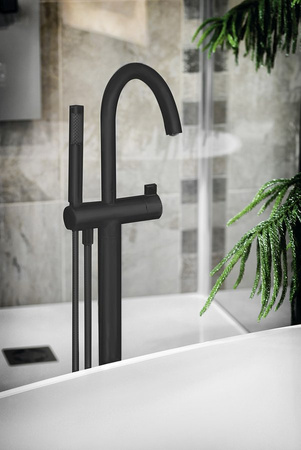 Bateria wannowa wolnostojąca, czarny mat