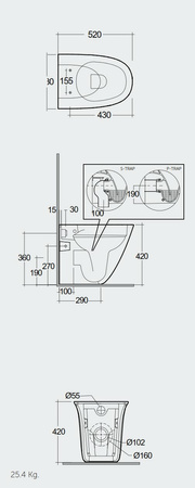 SENSATION Miska WC stojąca Rimless 52x38 cm biały połysk
