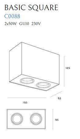 MAXLIGHT C0088 LAMPA SUFITOWA BASIC SQUARE BIAŁA PODWÓJNA