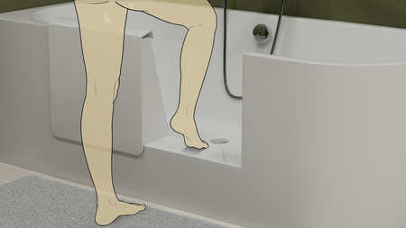 PORTAS L asymetryczna wanna z drzwiami, 180x75x60cm, biały