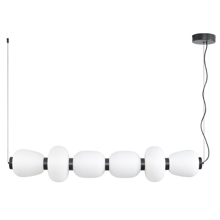 Lampa wisząca BRILLA-6, 125 cm - LED, czarny stelaż, nieregularne białe kule