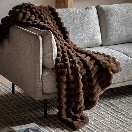 Ribbed Faux Fur Throw Chocolate 1300x1700mm