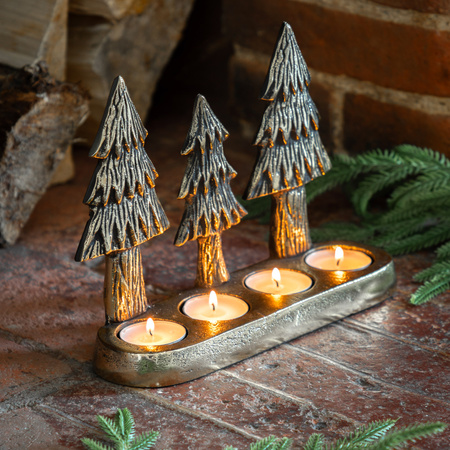 Xmas Tree Tealight Holder Gold 235x70x185mm