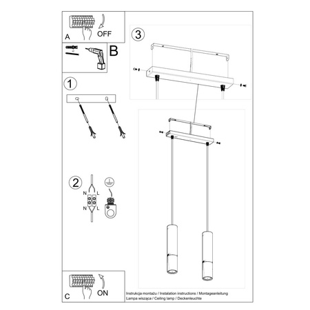 Lampa wisząca LOOPEZ 2 czarny/chrom