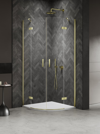 NZ2 Kabina NESTA LIGHT GOLD 2D półokrągła 100x100x200 czyste 6mm Active Shield 2.0