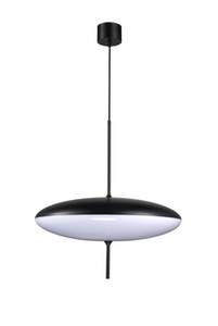 Lampa wisząca PIATTO 50 cm- biało-czarna, eliptyczny klosz
