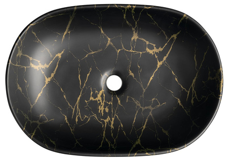 CALEO umywalka ceramiczna nablatowa, 60x42cm, marmur portoro