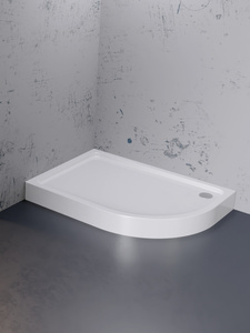 Brodzik NEW MAXIMA P asymetryczny 100x80x14 gł. 3 cm, o90 (obudowa zintegrowana,  stelaż)