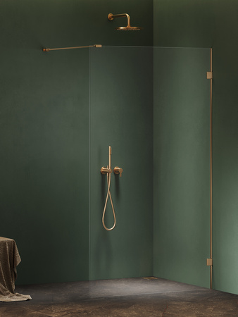 Kabina prysznicowa OXIA GOLD BRUSHED walk-in 50x200 szkło czyste 8mm Active Shield 2.0