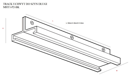 DOBAC MHT1-P2-BK TRACK UCHWYT DO SZYN DŁUGI CZARNY