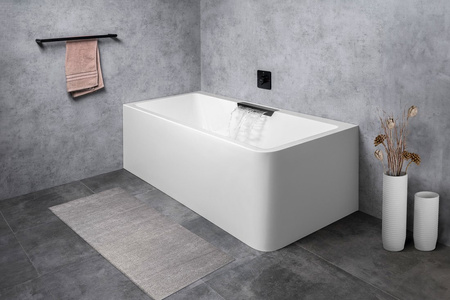 CASCATA L MONOLITH wanna prostokątna 180x80x60, kaskada czarna