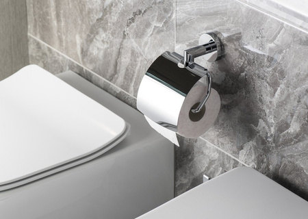 X-ROUND wieszak na papier toaletowy z pokrywą, chrom