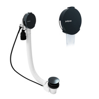 Zestaw odpływowy z napełnianiem, długość 600mm, korek automatyczny 72mm, czarny mat