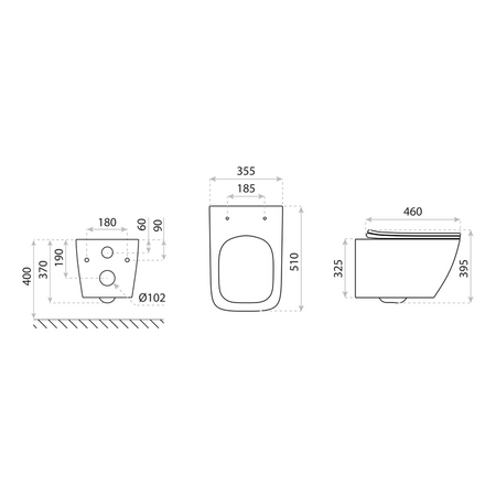 Miska wisząca WC z Deską Lino black