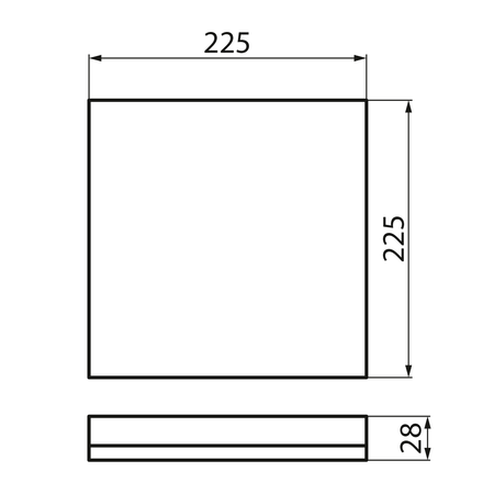 AZPO lampa sufitowa LED 225x225mm, 12,3W, 3000/4000/6000K,IP54, czarny mat