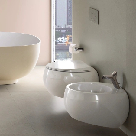Zestaw CLOUD Miska WC podwiesz. Rimless 56x40 cm biały połysk & deska WC W/O biały połysk