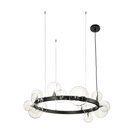 Lampa wisząca Orion 85 cm - 15 szklanych kul, czarna