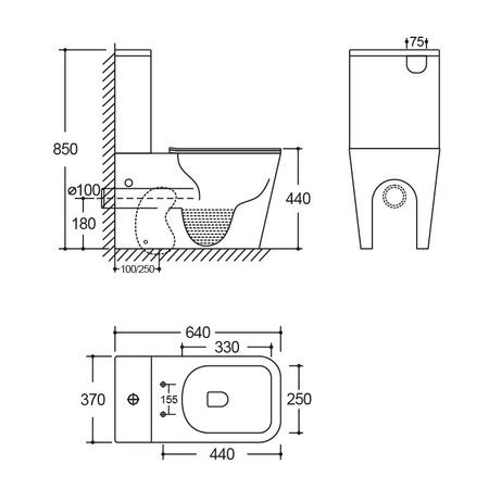 Kompakt WC z Deską Tryton Black