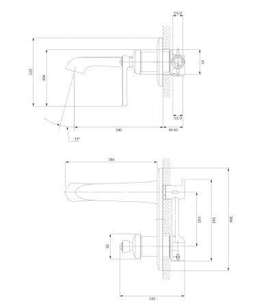 ARMANCE bateria umywalkowa podtynkowa, złoty połysk