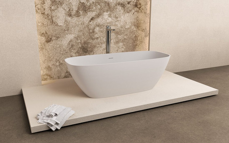 MEDINA wanna wolnostojąca 165x70x52cm, solid surface, biały mat