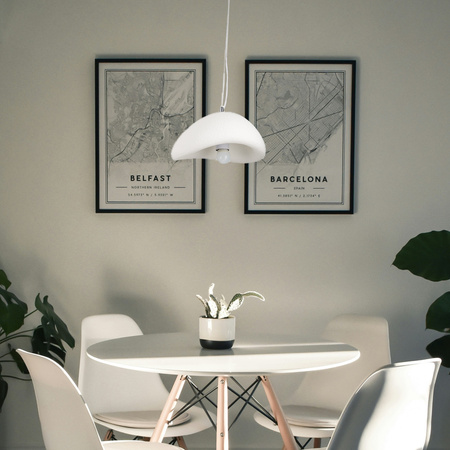 Lampa wisząca STONE 30 cm - biała lampa w stylu japandi