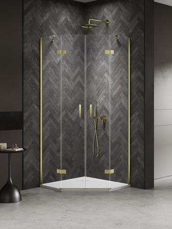 Kabina NESTA LIGHT GOLD 2D pięciokątna 90x90x200 czyste 6mm Active Shield 2.0