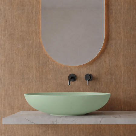 Vitruvit Boat ceramiczna umywalka nablatowa owalna 59,5 x 39,5 cm Green Beryl Mat (wyprzedaż ekspozycyjna)