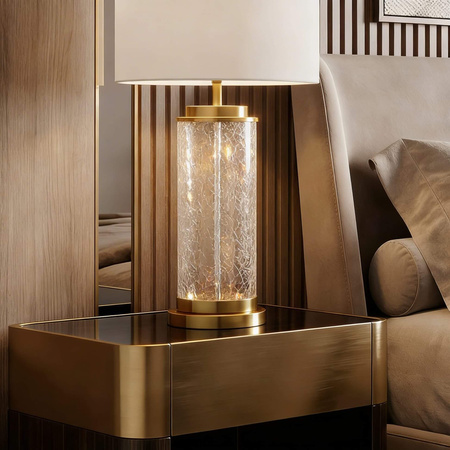 LAMPA NOCNA GLAMOUR BIAŁO-MOSIĘŻNA POSITANO